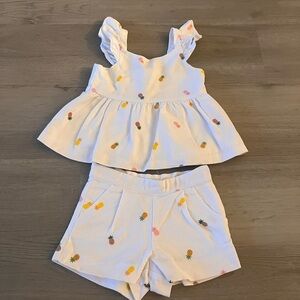 Janie and Jack White Top and Shorts with Pineapple Accents